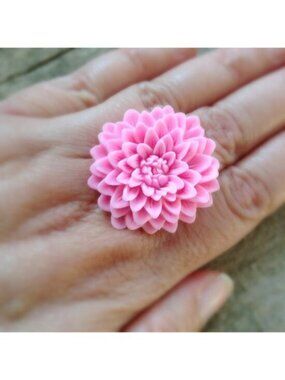 Light Pink Flower Ring Adjustable Chrysanthemum Ring - more colours available
